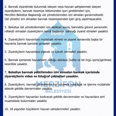 Karekter 2: Sokaklarda patilerimizin kahramanı olun, Merzifon Belediyesi hayvan barınağında görevli ve ziyaretçilerin uyum kuralları. Barınak ziyaretleri, hayvan bakımı ve güvenlik önlemleri hakkında.